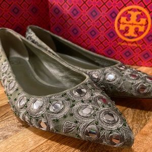 Tory Burch Yasmin Ballet Flat Olive Multi